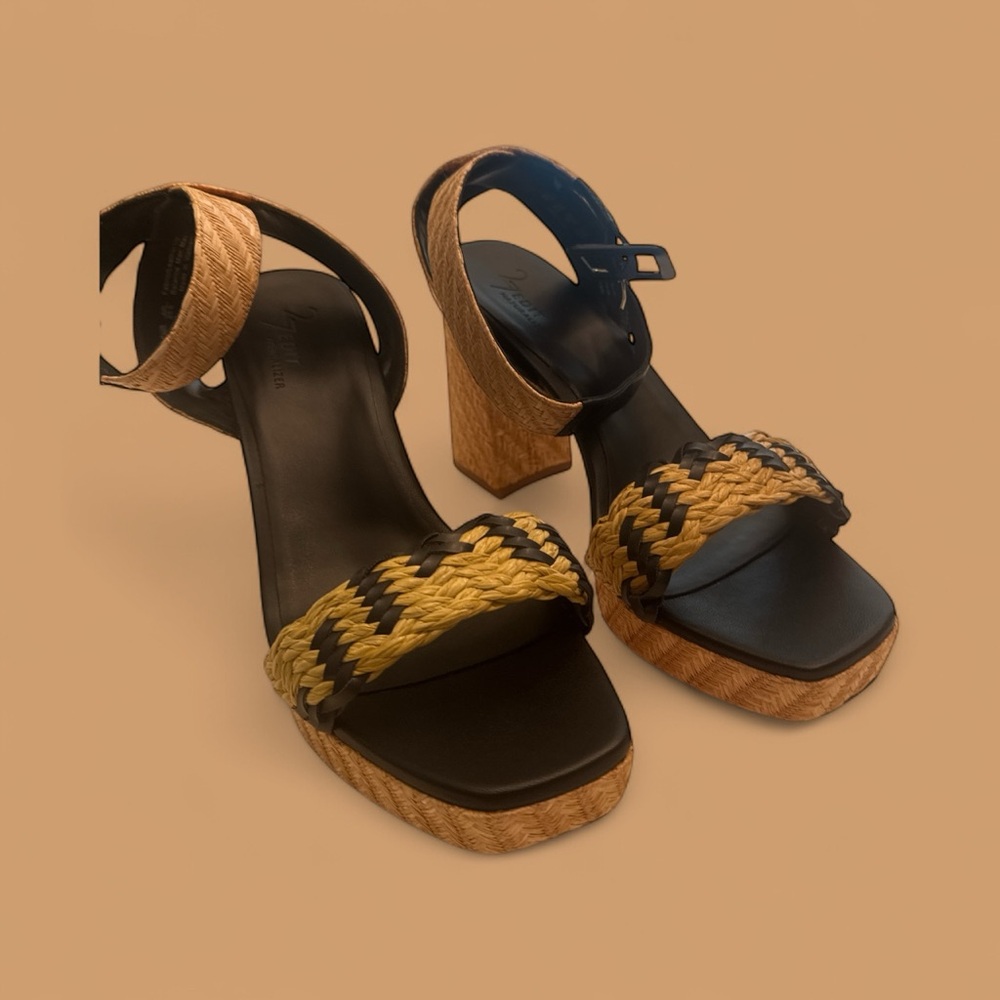 27 EDIT Elegant Tan with Black Accents Sandals - Picture 2 of 3